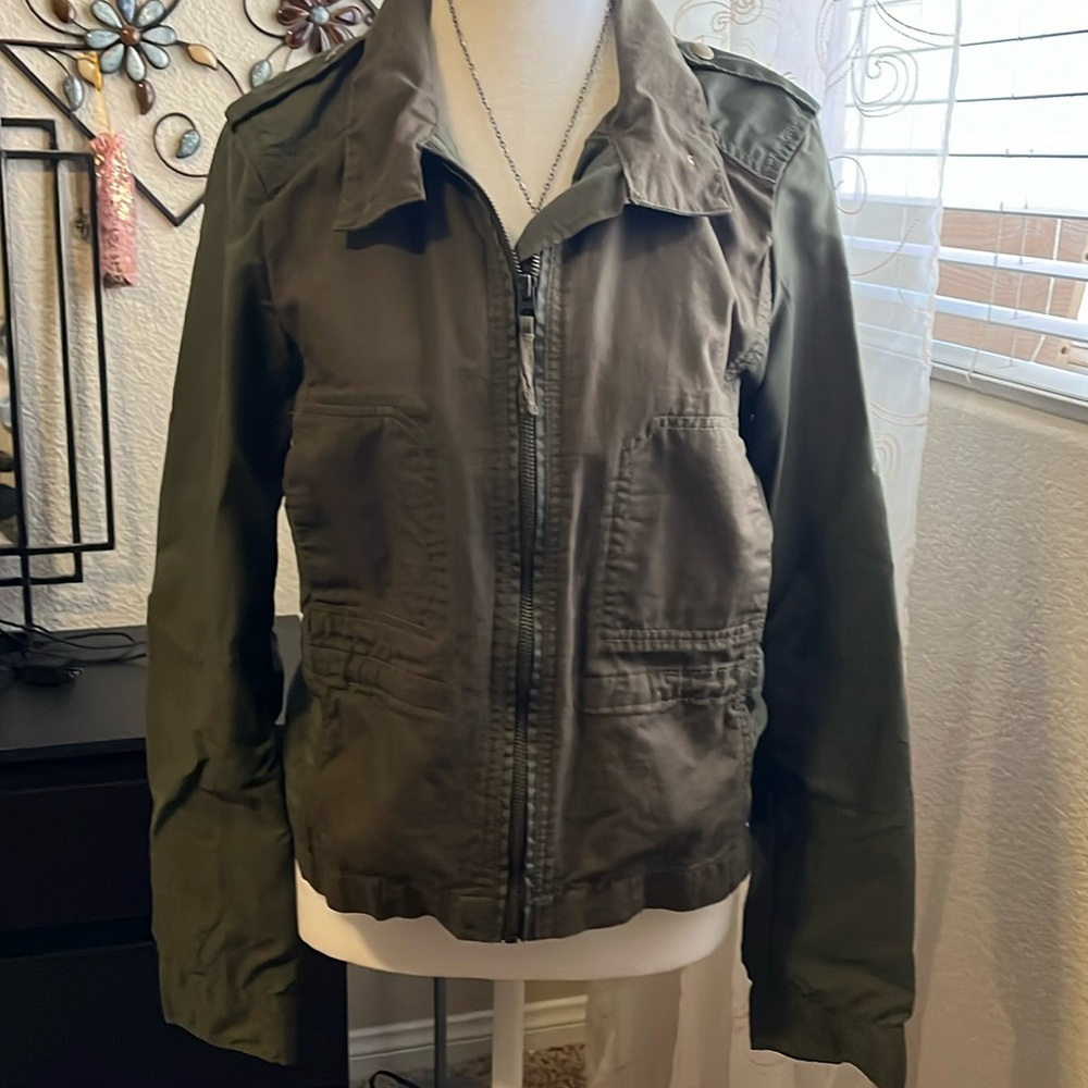Lucky Brand Women’s Juniors Sz M Cargo Olive Green Jacket